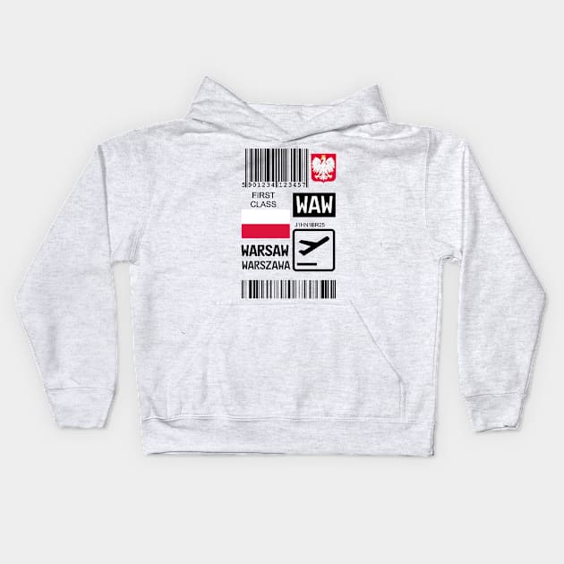 Warsaw Poland travel ticket Kids Hoodie by Travellers